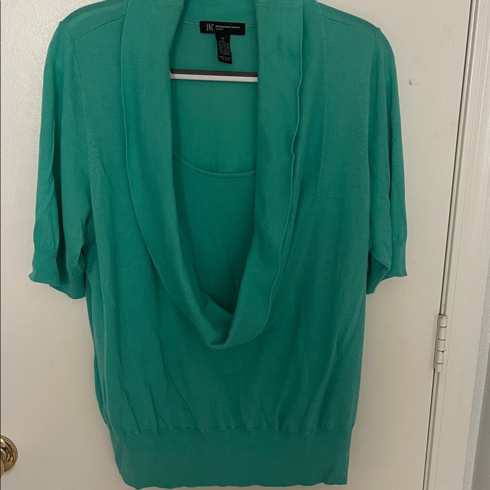 INC International Concepts Women's Teal Cowl Neck Sweater